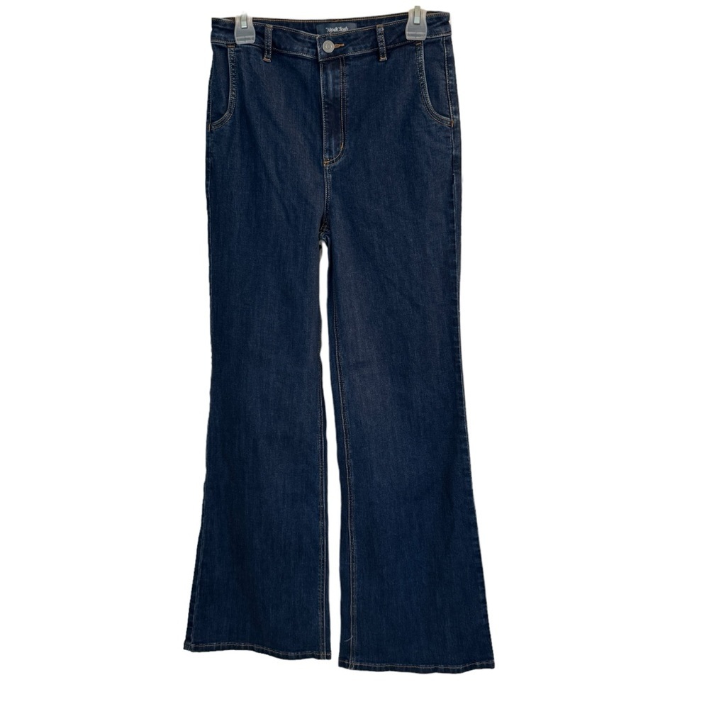 ModCloth The Grier Blue Wide Leg High‎ Rise Stretch Jeans Sz 8